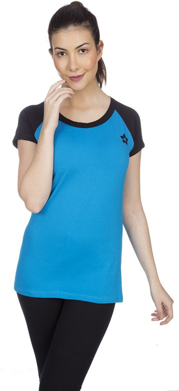 Goldstroms Casual Short Sleeve Solid Women Blue Top