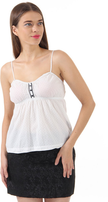 Only Casual Noodle strap Polka Print Women White Top