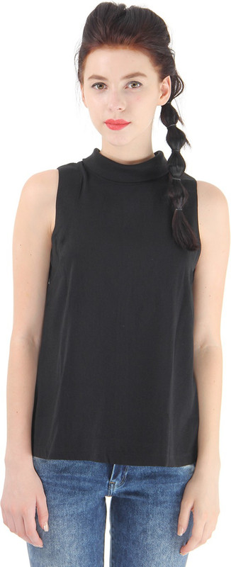 Pepe Jeans Casual Sleeveless Solid Women Black Top