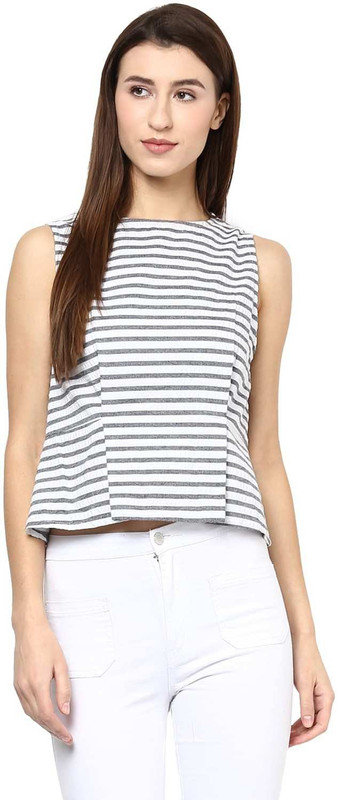 Florablanca Casual Short Sleeve Solid Women White Top
