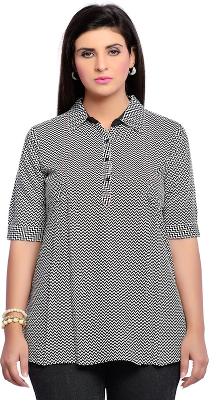 Zola Casual Short Sleeve Printed Women Black Top