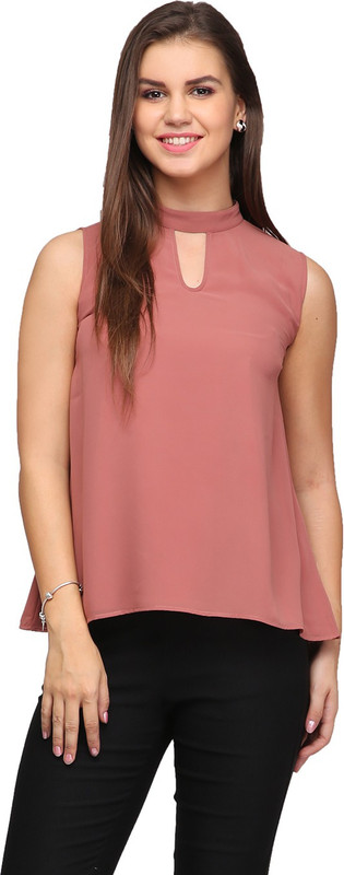 Eavan Casual Sleeveless Solid Women Brown Top