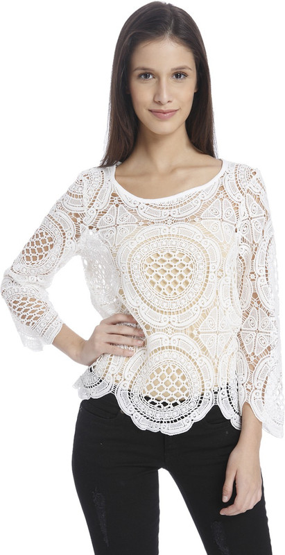 Vero Moda Casual 3/4 Sleeve Solid Women Multicolor Top