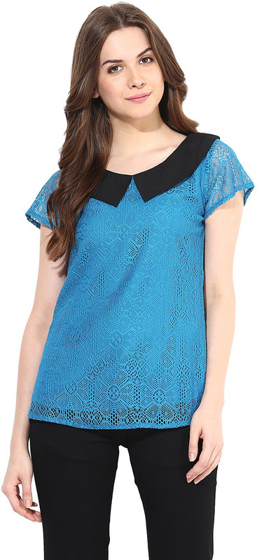 Abiti Bella Casual Regular Sleeve Self Design Women Dark Blue Top