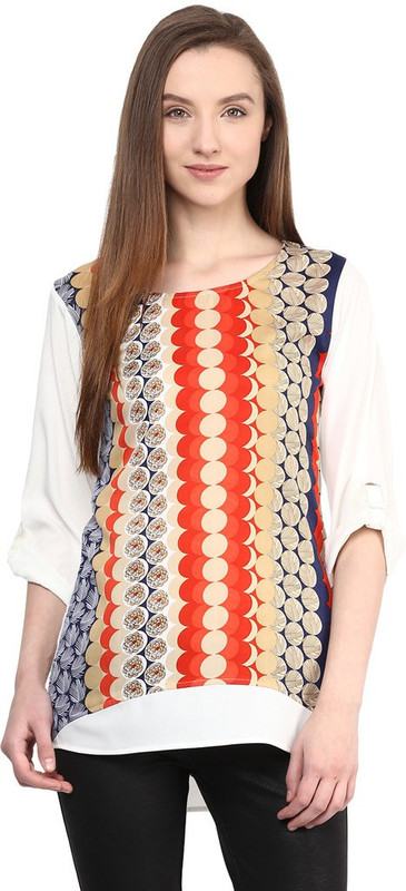 Abiti Bella Casual 3/4 Sleeve Printed Women Multicolor Top