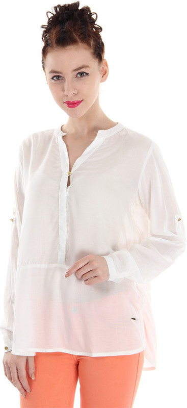 Pepe Jeans Casual Full Sleeve Solid Women White Top