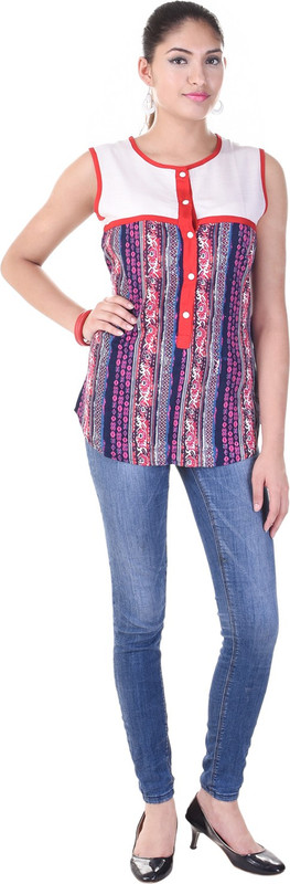Raaz Casual Sleeveless Printed Women Multicolor Top