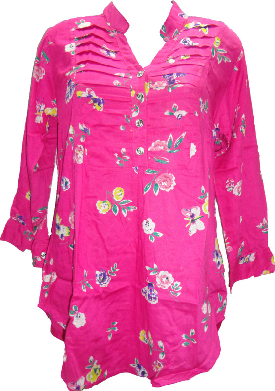 Deesha Casual 3/4 Sleeve Floral Print Women Pink Top