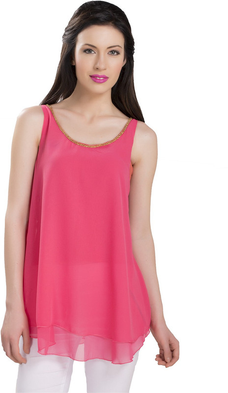 Ishin Designer Studio Women Solid Casual Pink Shirt