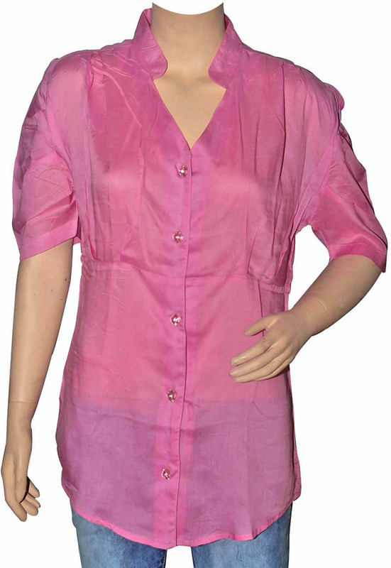 Port Formal 3/4 Sleeve Solid Women Pink Top