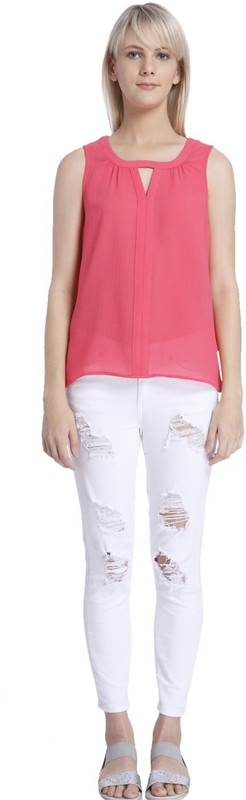Vero Moda Casual Sleeveless Solid Women Pink Top