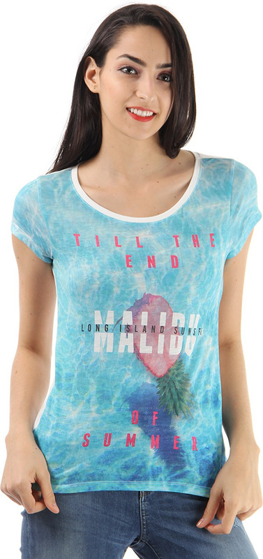 Only Casual Short Sleeve Graphic Print Women White, Blue Top