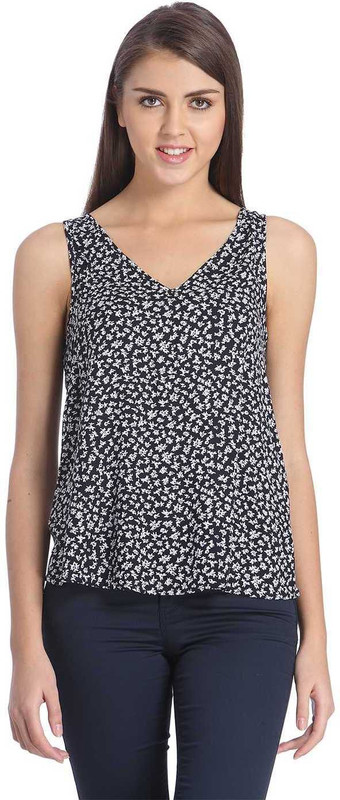 Only Casual Sleeveless Floral Print Women White, Black Top