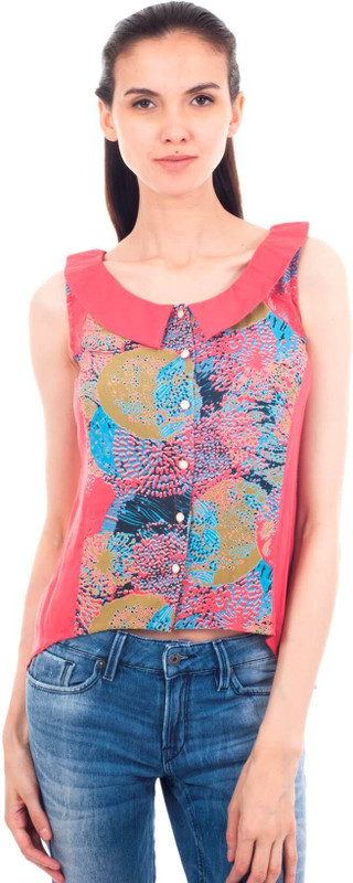 Forever 9teen Casual Sleeveless Printed Women Pink Top