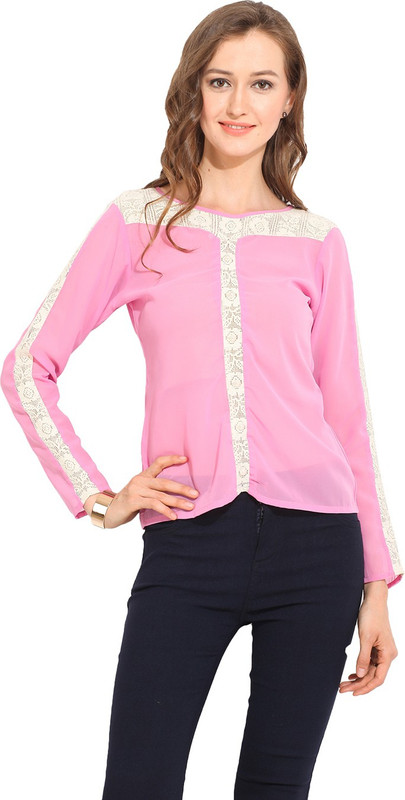 Albely Casual Full Sleeve Solid Women Pink Top