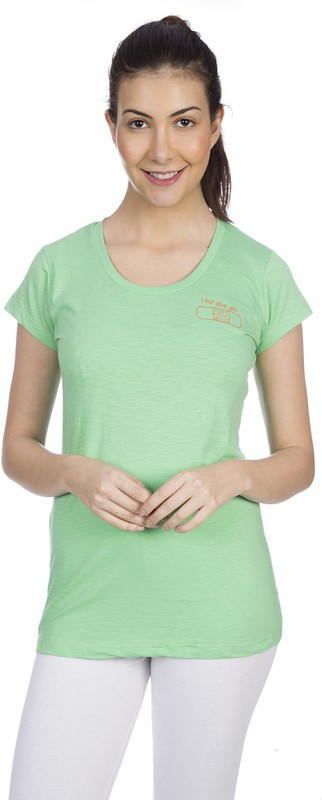 Goldstroms Casual Short Sleeve Solid Women Light Green Top