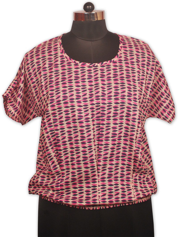 Indian Rain Casual Short Sleeve Graphic Print Women Pink Top