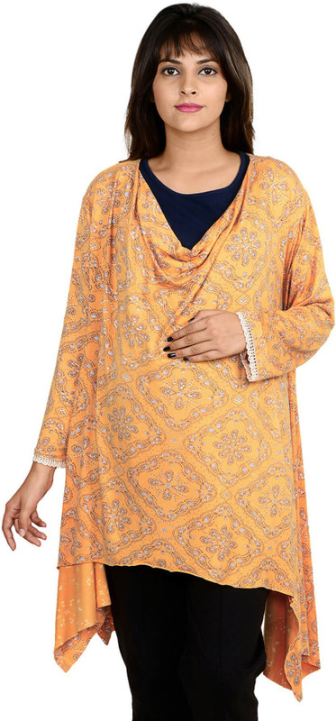 9teen Again Casual Full Sleeve Printed Women Yellow Top