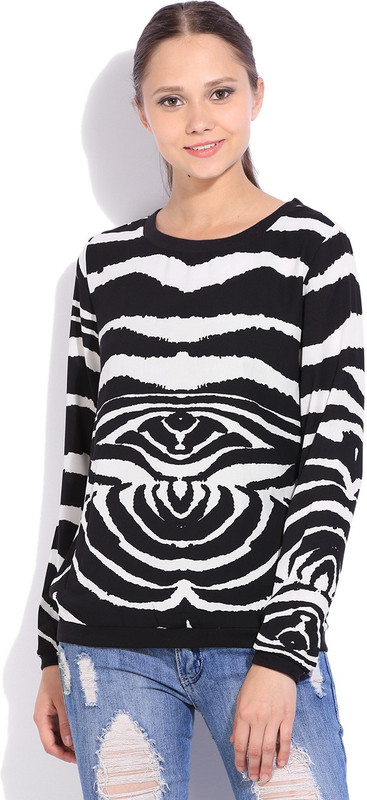 Van Heusen Casual Full Sleeve Printed Women White, Black Top