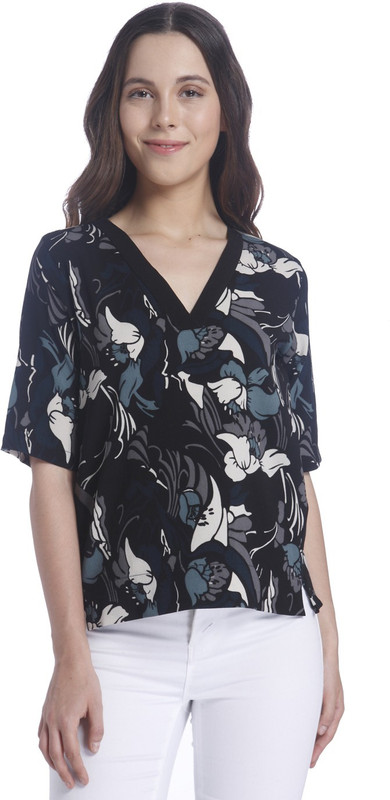 Vero Moda Casual Half Sleeve Floral Print Women White, Blue, Black Top