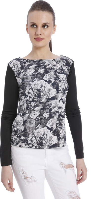 Vero Moda Casual Regular Sleeve Floral Print Women Black Top