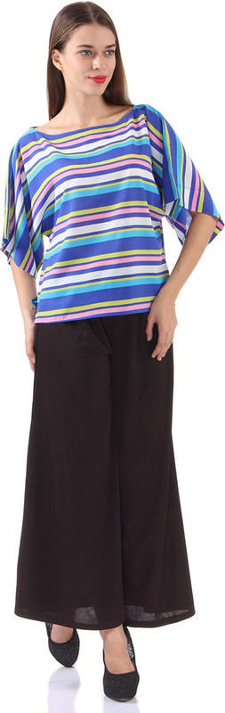 Just In Time Casual Butterfly Sleeve Striped Women Multicolor Top