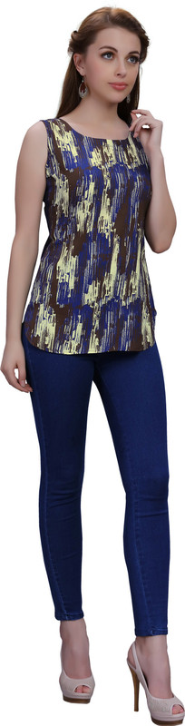 Ziyaa Casual Sleeveless Printed Women Multicolor Top