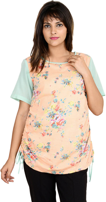 9teen Again Casual Short Sleeve Printed Women Pink Top