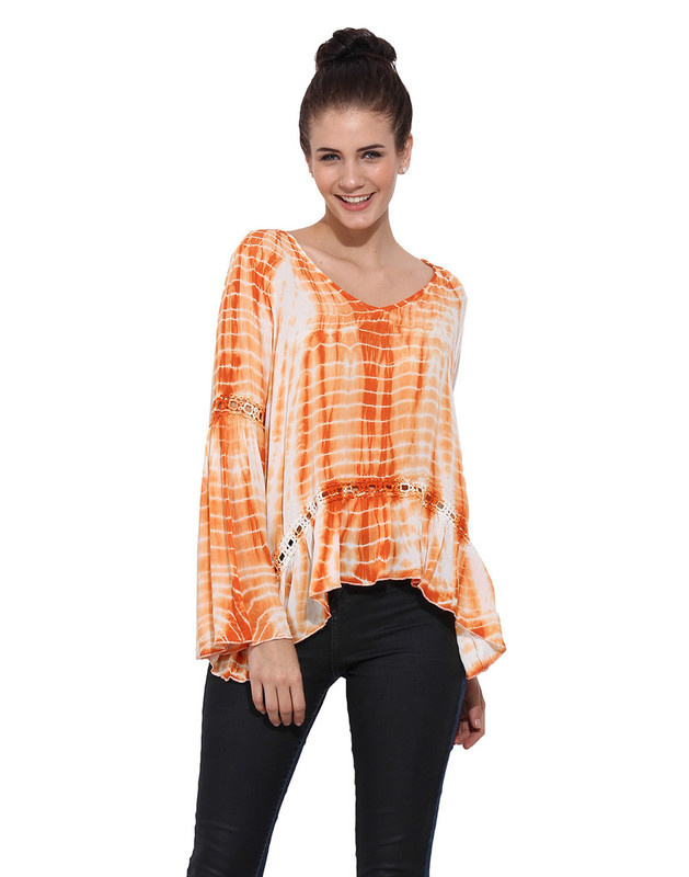 Trend Arrest Party Bell Sleeve Printed Women White Top