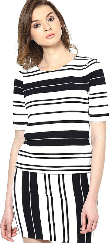 Vero Moda Casual Short Sleeve Striped Women Blue Top