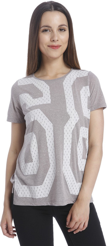 Vero Moda Casual Short Sleeve Printed Women White, Grey Top