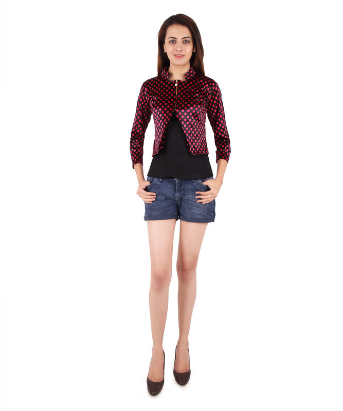 Western World Party 3/4 Sleeve Polka Print Women Black, Pink Top