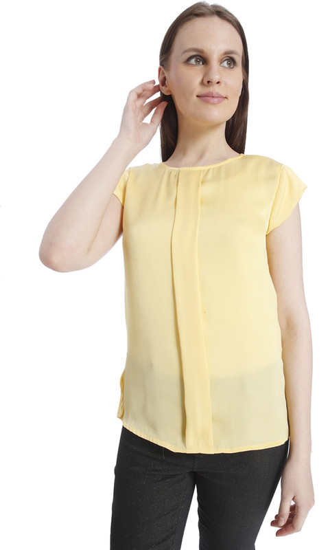 Vero Moda Casual Cap Sleeve Solid Women Yellow Top