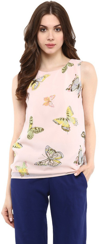 Abiti Bella Casual Sleeveless Printed Women Pink Top