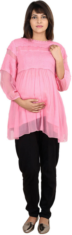 9teen Again Casual Full Sleeve Solid Women Pink Top