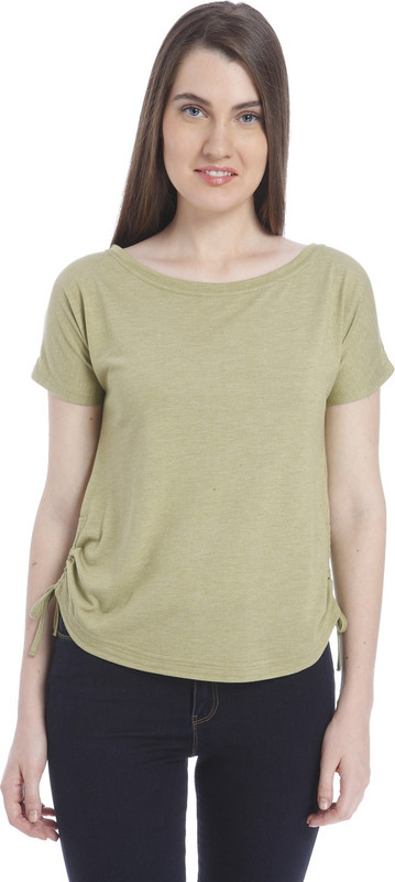 Vero Moda Casual Short Sleeve Solid Women Brown Top