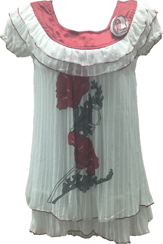 Dovekie Casual Short Sleeve Floral Print Women White, Maroon Top