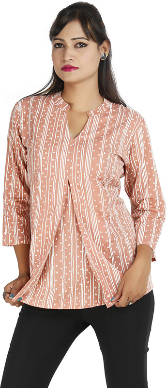 Ra Studio Casual 3/4 Sleeve Printed Women Pink Top