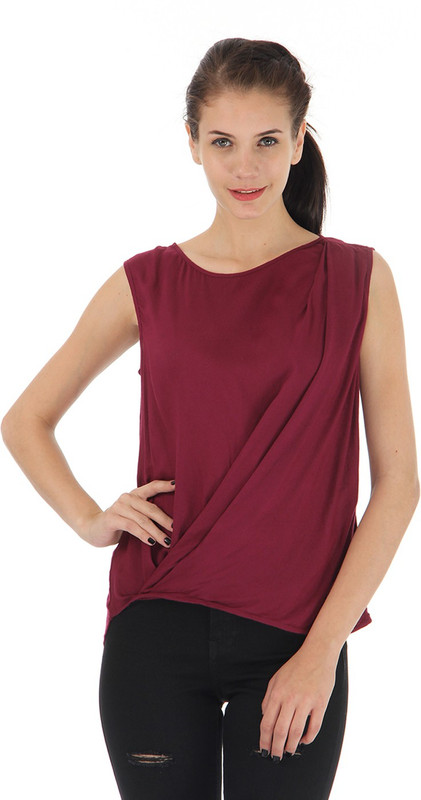 Vero Moda Casual Sleeveless Solid Women Maroon Top
