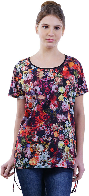 Merch21 Casual Short Sleeve Striped Women Multicolor Top