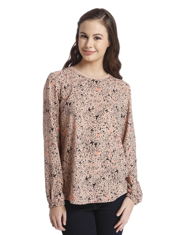 Only Casual Full Sleeve Printed Women Brown Top