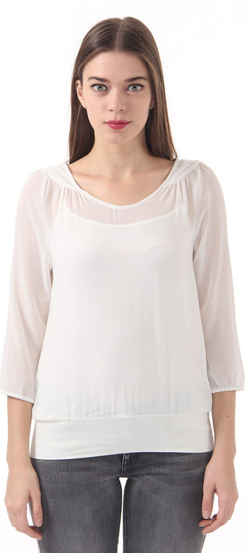 Vero Moda Casual 3/4 Sleeve Solid Women White Top