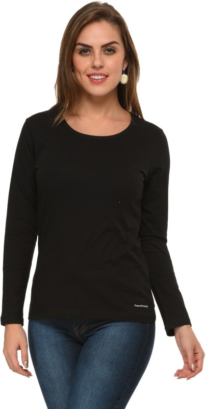 Frenchtrendz Casual Full Sleeve Solid Women Black Top