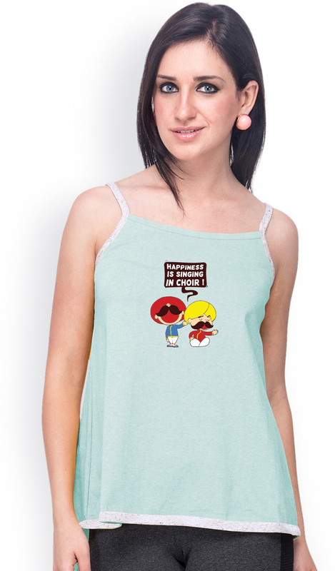 Campus Sutra Casual Sleeveless Printed Women Green, Grey Top