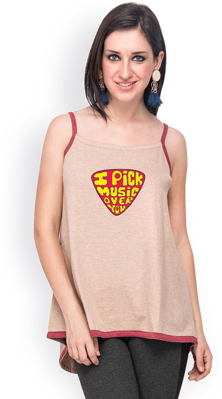 Campus Sutra Casual Sleeveless Printed Women Brown, Maroon Top