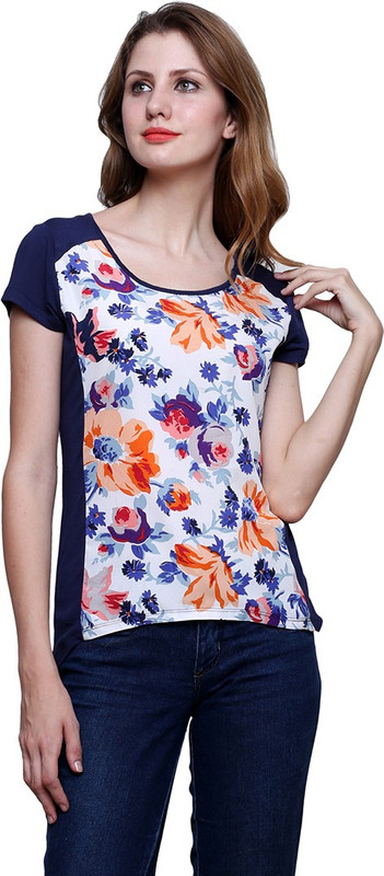 Trendsnu Casual Cap Sleeve Floral Print Women Multicolor Top