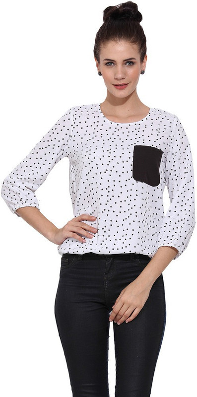 Trend Arrest Casual 3/4 Sleeve Printed Women Black Top