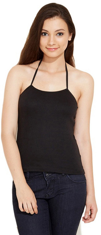 Falguni Fashion Casual Sleeveless Solid Women Black Top