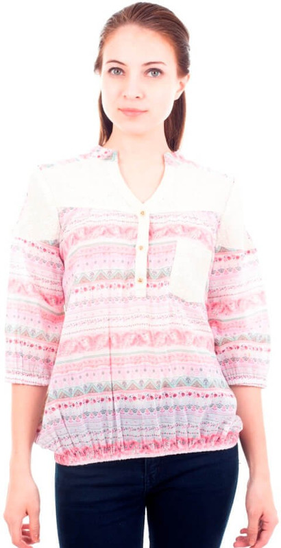 Forever 9teen Casual 3/4 Sleeve Printed Women Pink Top