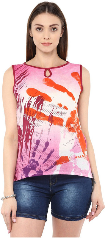 Jaipur Kurti Casual Sleeveless Printed Women Multicolor Top